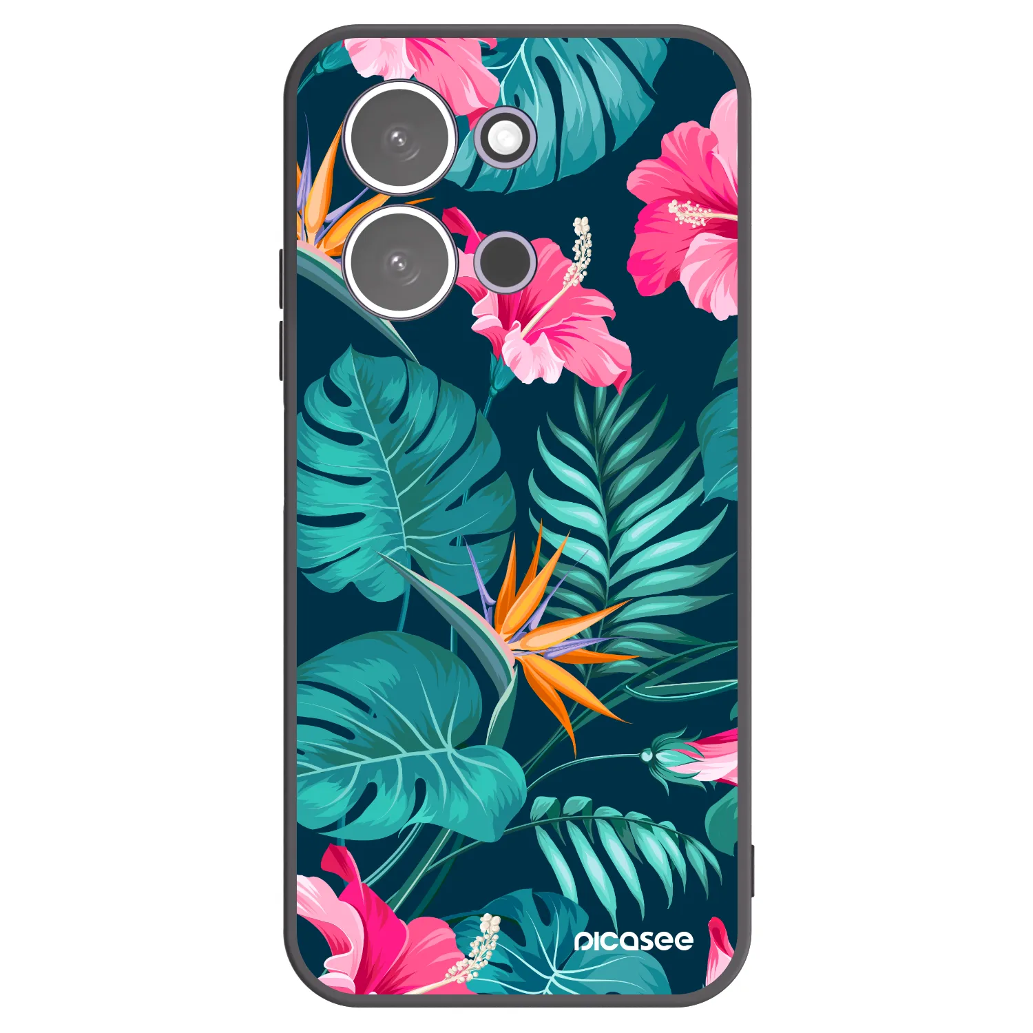 Picasee silikonski črni ovitek za Xiaomi Redmi 15C 5G - Pink Monstera