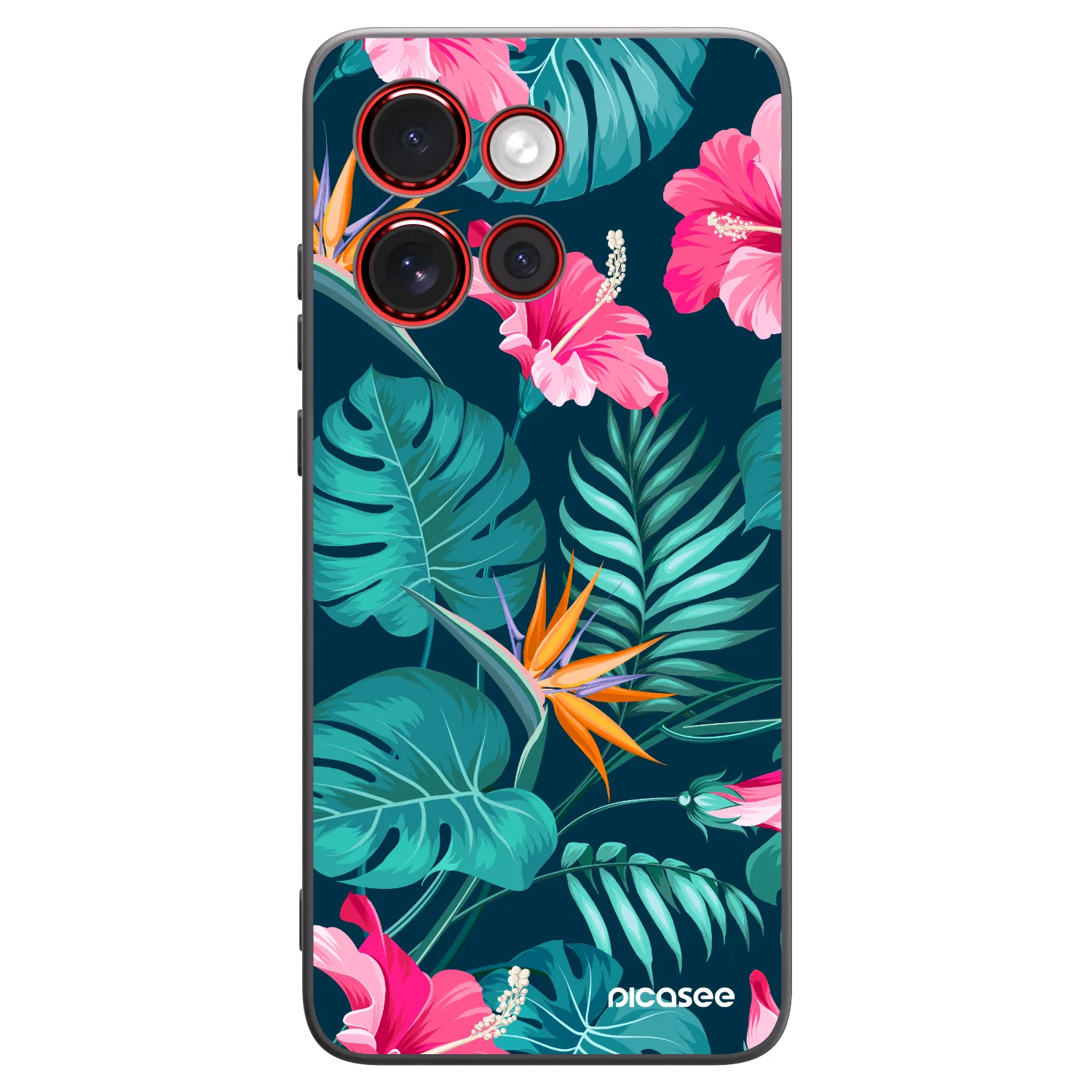 Picasee silikonski črni ovitek za Motorola Edge 60 Neo 5G - Pink Monstera