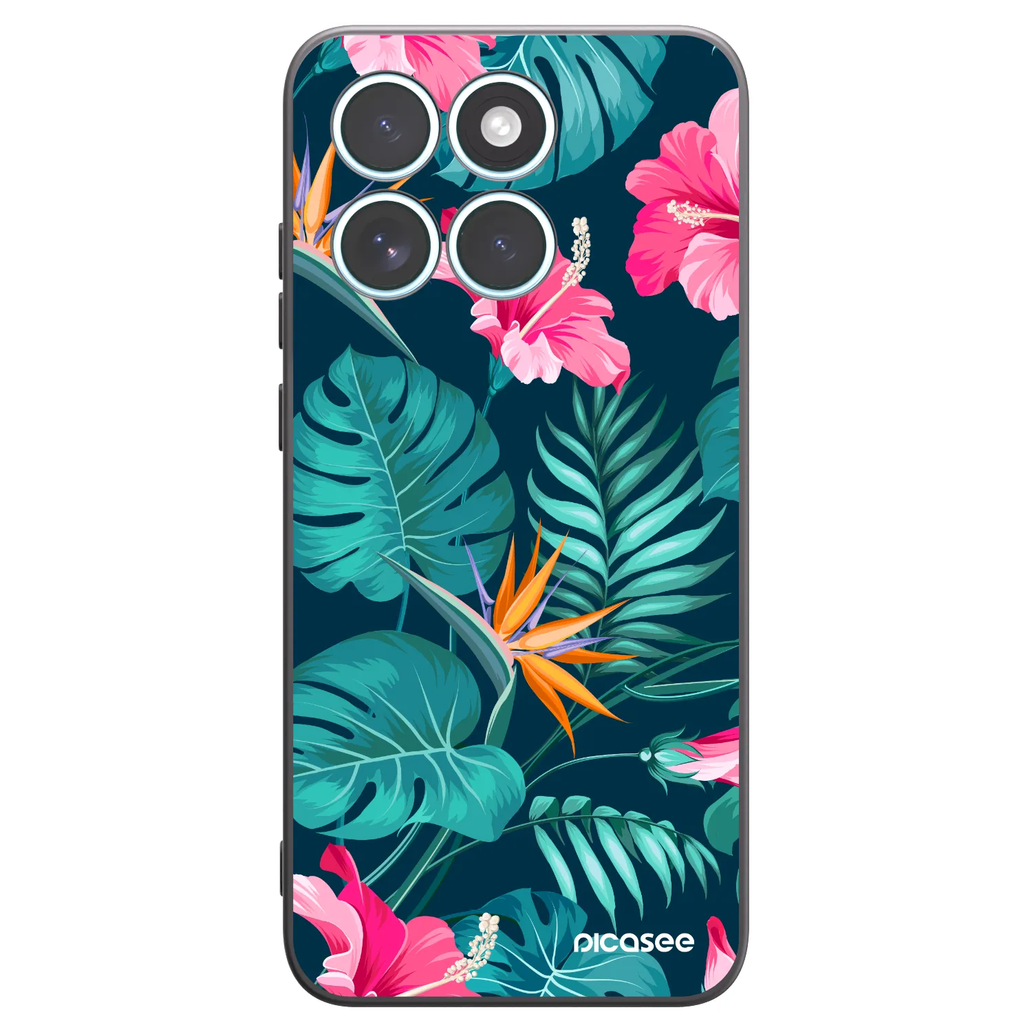 Picasee silikonski črni ovitek za Motorola Edge 70 Fusion - Pink Monstera