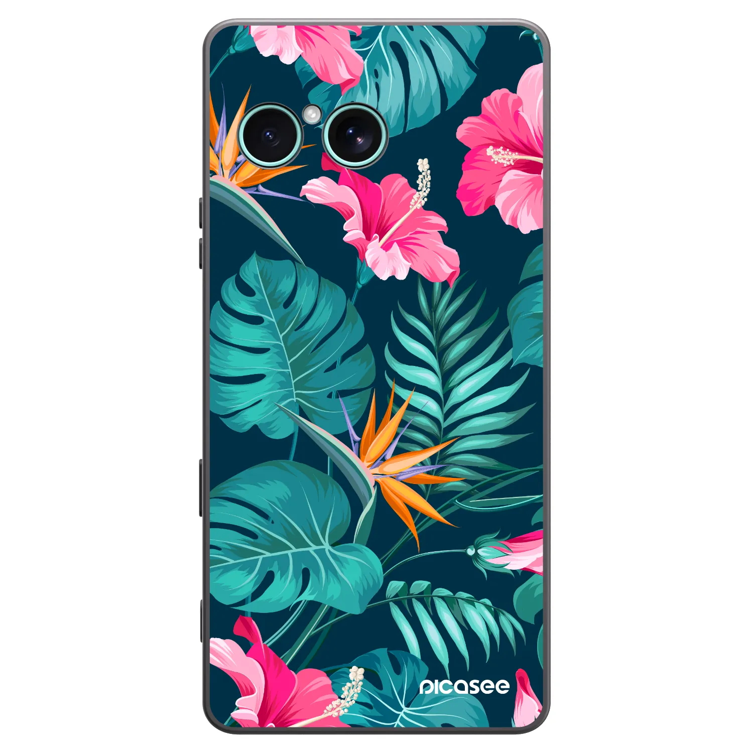 Picasee silikonski črni ovitek za Sony Xperia 10 VII - Pink Monstera