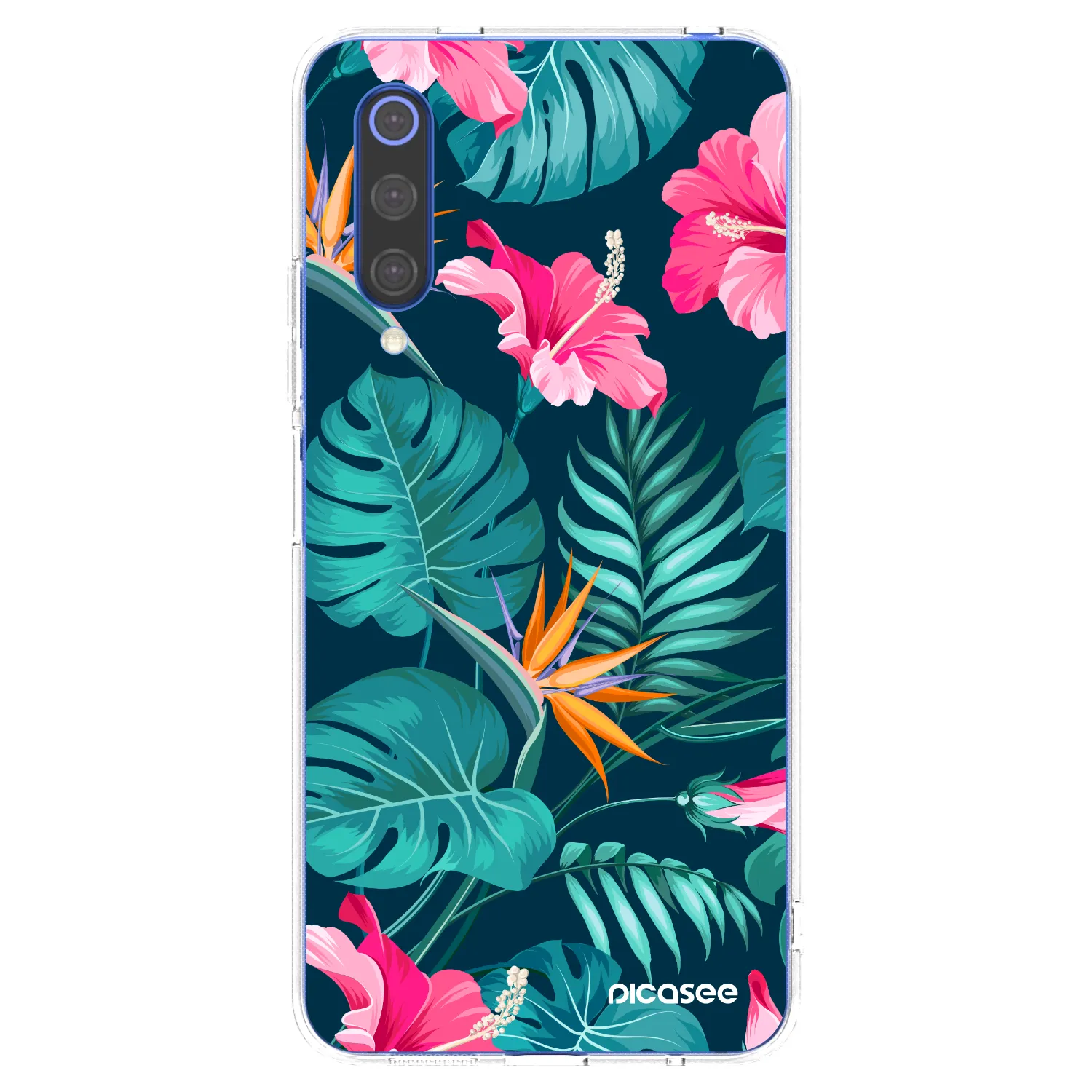 Picasee silikonski prozorni ovitek za Xiaomi Mi 9 SE - Pink Monstera