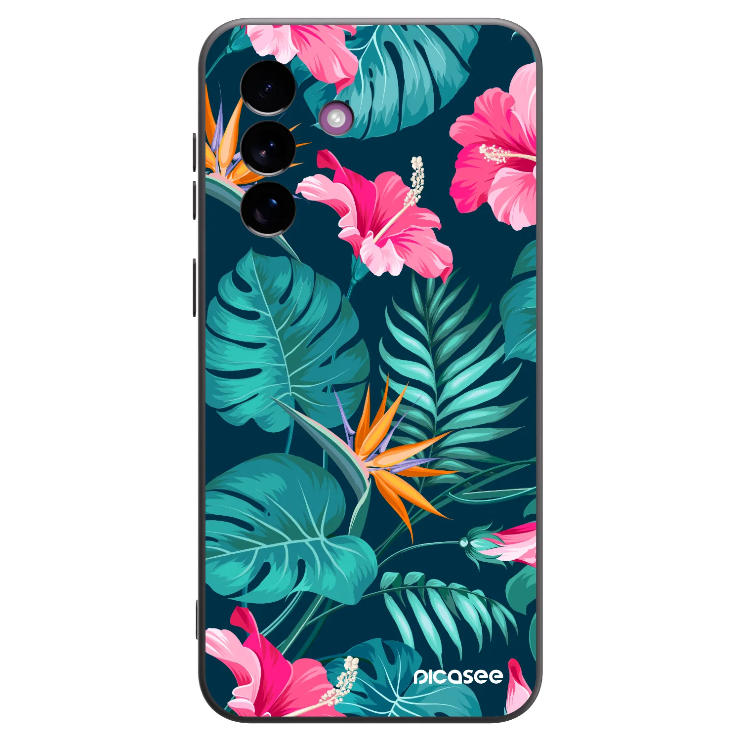 Picasee silikonski črni ovitek za Samsung Galaxy A37 - Pink Monstera