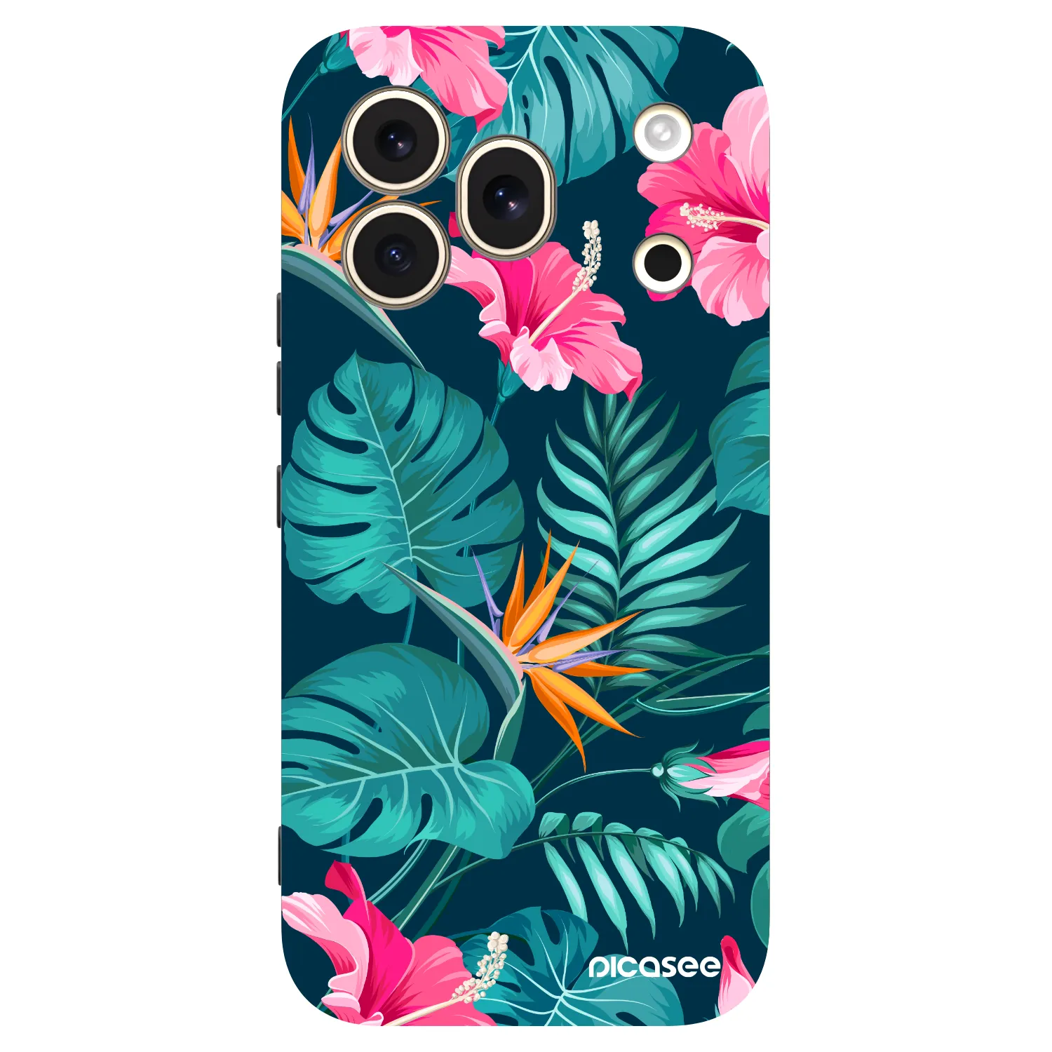 Picasee silikonski črni ovitek za Honor 600 Pro - Pink Monstera