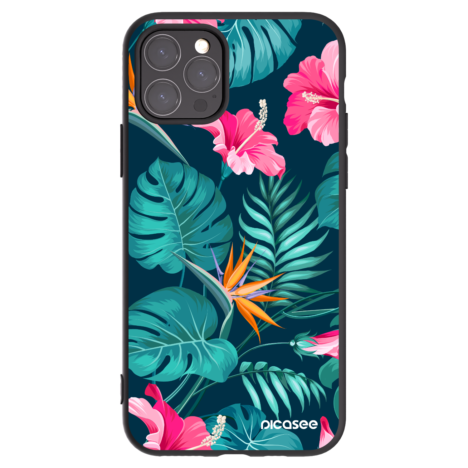 Picasee silikonski črni ovitek za Apple iPhone 11 Pro - Pink Monstera