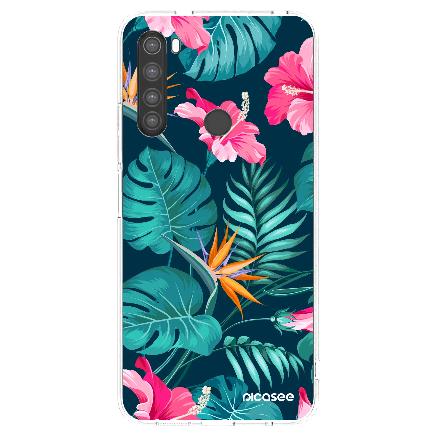 Picasee silikonski prozorni ovitek za Xiaomi Redmi Note 8 - Pink Monstera