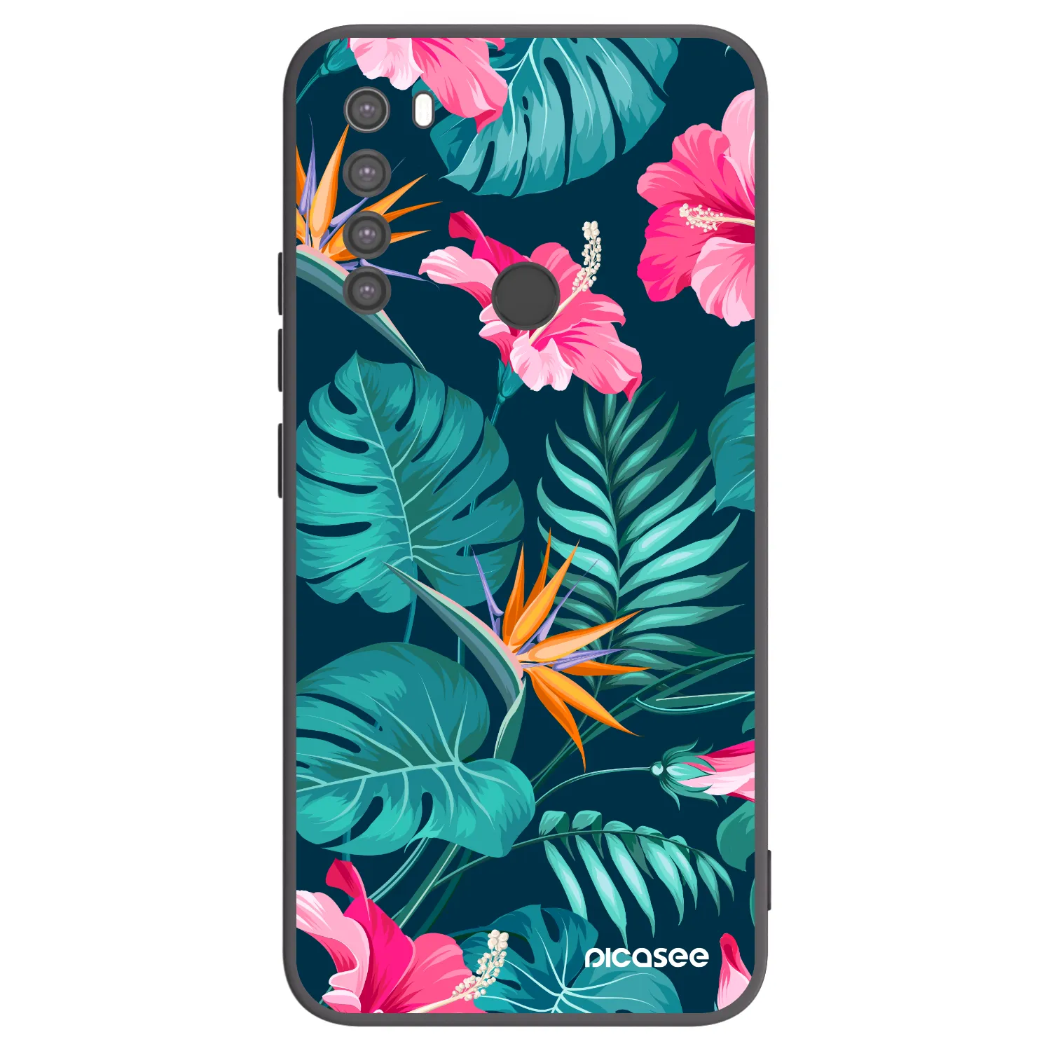 Picasee silikonski črni ovitek za Xiaomi Redmi Note 8 - Pink Monstera