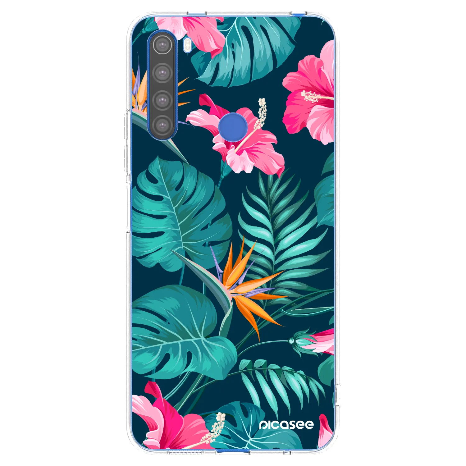Picasee silikonski prozorni ovitek za Xiaomi Redmi Note 8T - Pink Monstera
