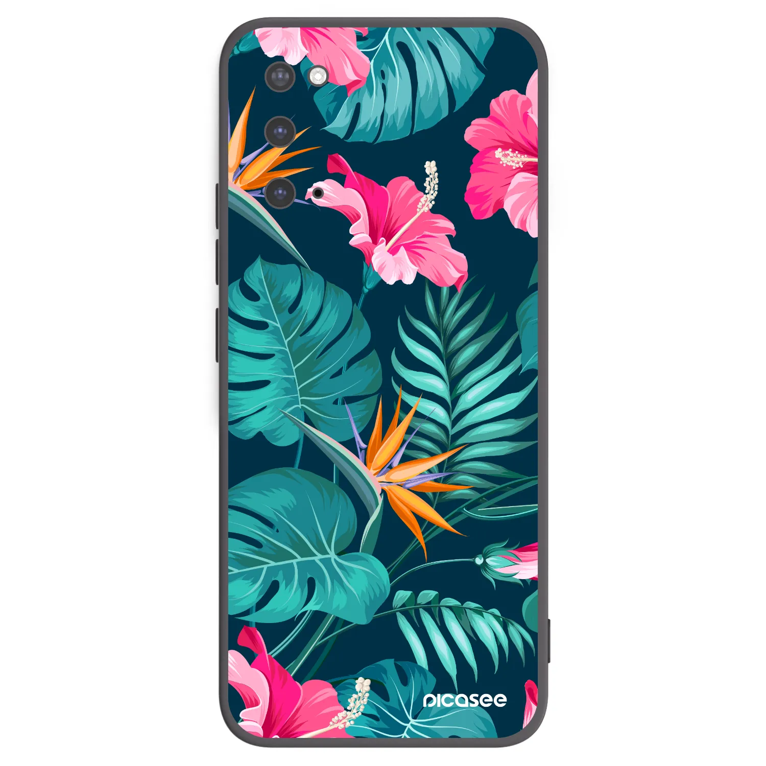 Picasee silikonski črni ovitek za Samsung Galaxy S20 G980F - Pink Monstera