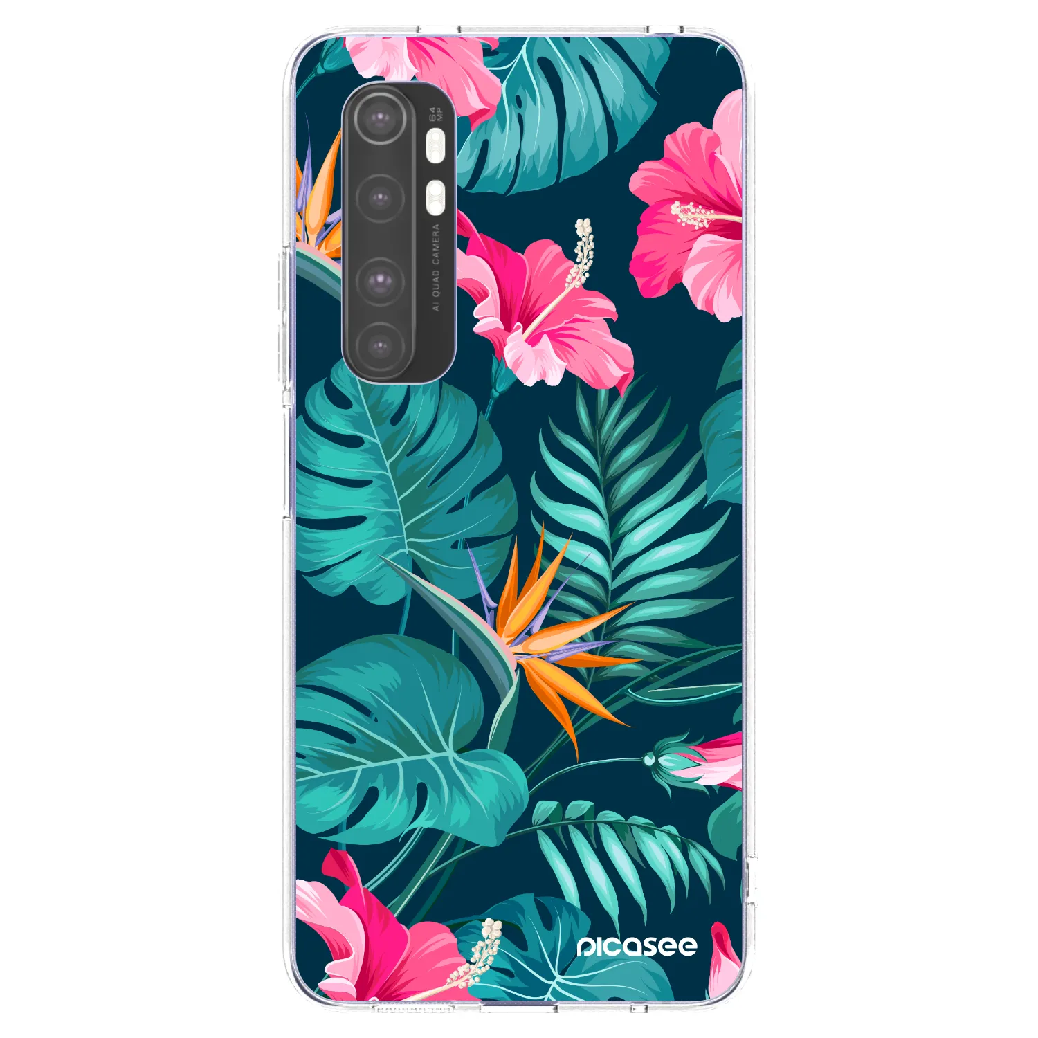 Picasee silikonski prozorni ovitek za Xiaomi Mi Note 10 Lite - Pink Monstera