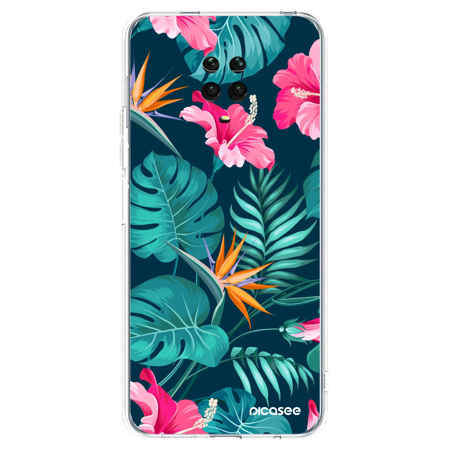 Picasee silikonski prozorni ovitek za Xiaomi Redmi Note 9S - Pink Monstera