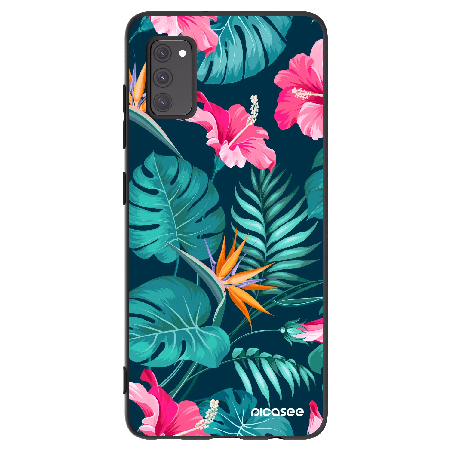 Picasee silikonski črni ovitek za Samsung Galaxy A41 A415F - Pink Monstera