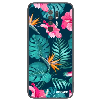 Picasee silikonski črni ovitek za Xiaomi Redmi 9 - Pink Monstera