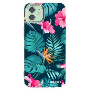 Picasee silikonski prozorni ovitek za Apple iPhone 12 - Pink Monstera
