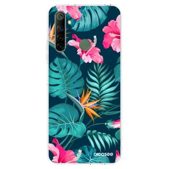 Picasee silikonski prozorni ovitek za Realme 6i - Pink Monstera