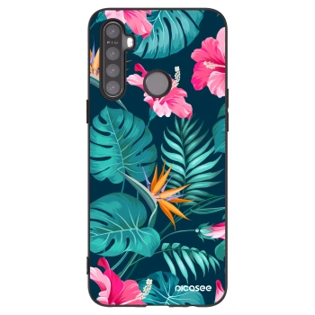 Picasee silikonski črni ovitek za Realme 6i - Pink Monstera