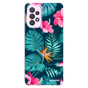 Picasee silikonski prozorni ovitek za Samsung Galaxy A32 5G A326B - Pink Monstera