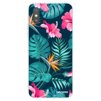 Picasee silikonski prozorni ovitek za Xiaomi Redmi 9AT - Pink Monstera