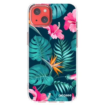 Picasee silikonski prozorni ovitek za Apple iPhone 13 - Pink Monstera