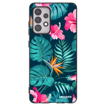 Picasee silikonski črni ovitek za Samsung Galaxy A52s 5G A528B - Pink Monstera
