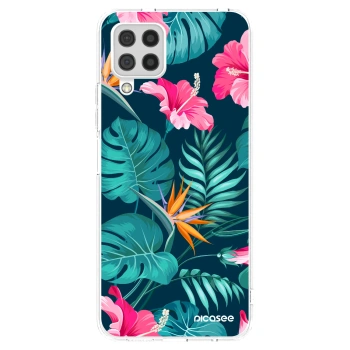 Picasee silikonski prozorni ovitek za Samsung Galaxy A22 A225F 4G - Pink Monstera