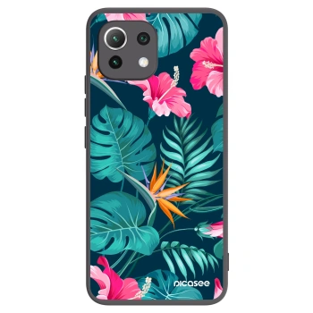 Picasee silikonski črni ovitek za Xiaomi 11 Lite 5G NE - Pink Monstera