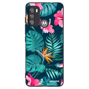 Picasee silikonski črni ovitek za Motorola Moto G60 - Pink Monstera