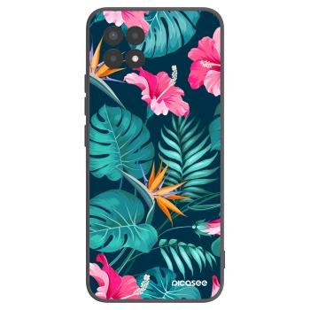 Picasee silikonski črni ovitek za Realme 8i - Pink Monstera
