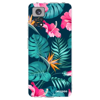Picasee silikonski prozorni ovitek za Xiaomi Redmi Note 11 - Pink Monstera