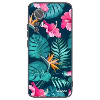 Picasee silikonski črni ovitek za Xiaomi 12 - Pink Monstera