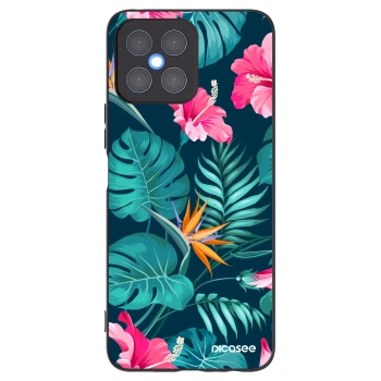 Picasee silikonski črni ovitek za Honor X8 4G - Pink Monstera