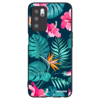 Picasee silikonski črni ovitek za OPPO A16 - Pink Monstera