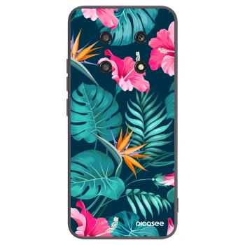 Picasee silikonski črni ovitek za Honor Magic4 Lite 5G - Pink Monstera