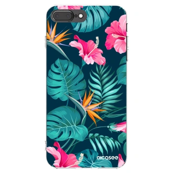 Picasee silikonski prozorni ovitek za Apple iPhone 8 Plus - Pink Monstera