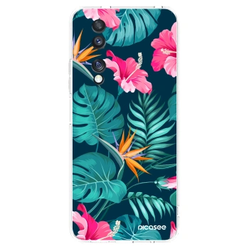 Picasee silikonski prozorni ovitek za Honor 70 - Pink Monstera