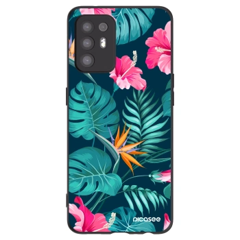 Picasee silikonski črni ovitek za OPPO A94 5G - Pink Monstera