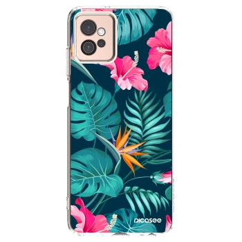 Picasee silikonski prozorni ovitek za Motorola Moto G32 - Pink Monstera
