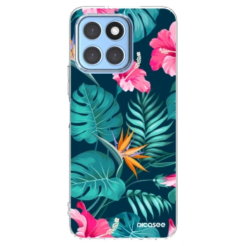 Picasee silikonski prozorni ovitek za Honor X8 5G - Pink Monstera