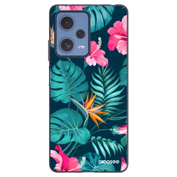 Picasee silikonski črni ovitek za Xiaomi Redmi Note 12 Pro 5G - Pink Monstera