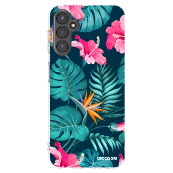 Picasee silikonski prozorni ovitek za Samsung Galaxy A14 5G A146P - Pink Monstera