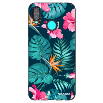Picasee silikonski črni ovitek za Huawei Nova 3 - Pink Monstera