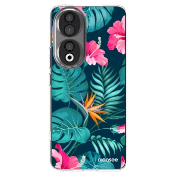 Picasee silikonski prozorni ovitek za Honor 90 5G - Pink Monstera