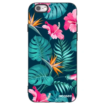 Picasee silikonski črni ovitek za Apple iPhone 6/6S - Pink Monstera