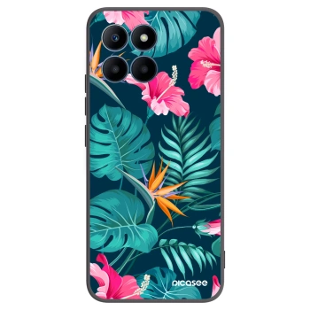 Picasee silikonski črni ovitek za Honor 70 Lite - Pink Monstera