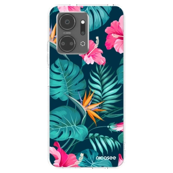 Picasee silikonski prozorni ovitek za Honor X7a - Pink Monstera