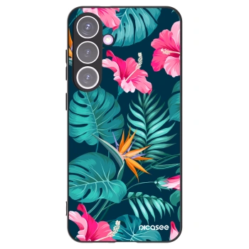 Picasee silikonski črni ovitek za Samsung Galaxy S24+ S926B 5G - Pink Monstera