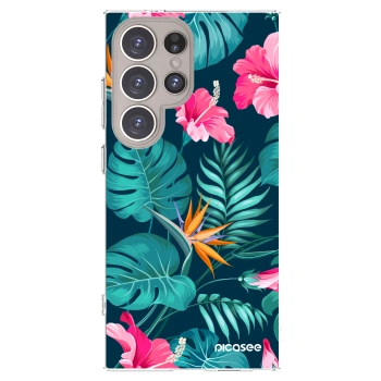 Picasee silikonski prozorni ovitek za Samsung Galaxy S24 Ultra S928B 5G - Pink Monstera