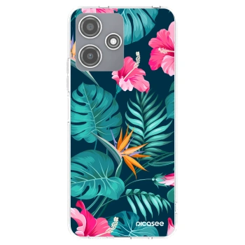 Picasee silikonski prozorni ovitek za Xiaomi Redmi 12 5G - Pink Monstera