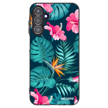 Picasee silikonski črni ovitek za Samsung Galaxy A15 A156B 5G - Pink Monstera