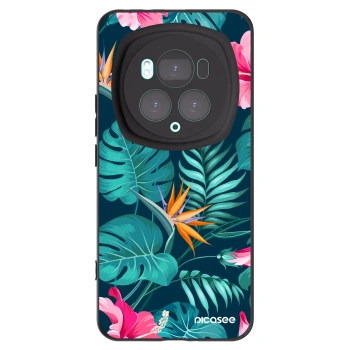 Picasee silikonski črni ovitek za Honor Magic6 Pro - Pink Monstera