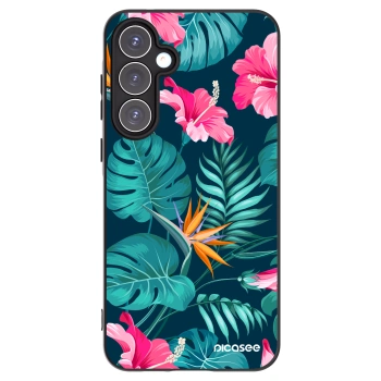 Picasee silikonski črni ovitek za Samsung Galaxy A55 5G A556B - Pink Monstera